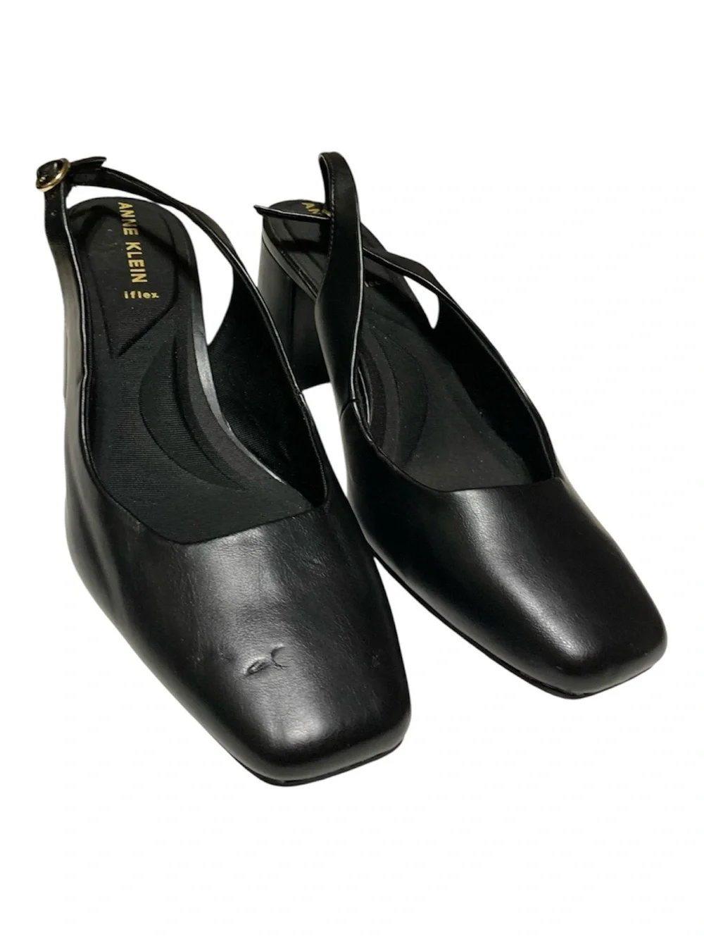 Anne Klein Black Slingback Square-Toe Heels